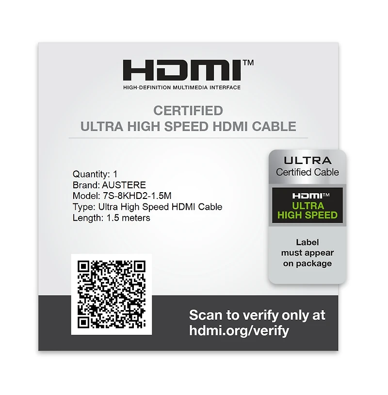 Austere Vii Series 8K Hdmi Cable