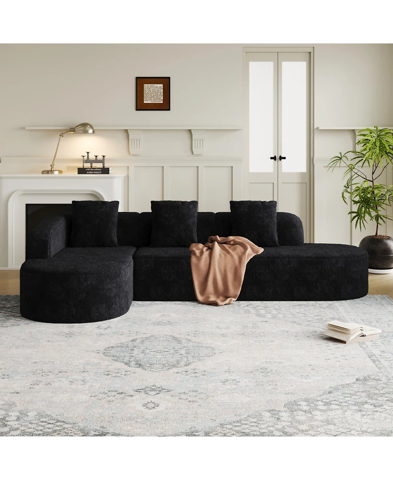 Streamdale Furniture Streamdale L-shaped curved modular sofa, modern lychee-textured polyester