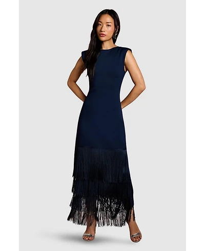 Coast Women's Bandage Knit Fringed Hem Midi Dress