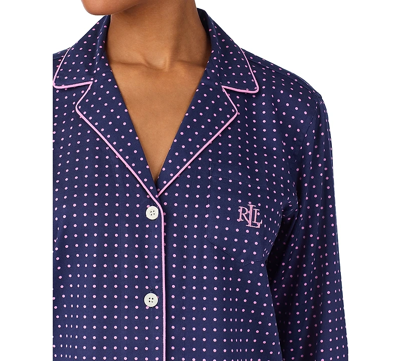 Lauren Ralph Petite Long-Sleeve Top and Pajama Pants, 2-Piece Set