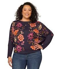 Democracy Plus Print Placement Detail Long-Sleeve Sweater
