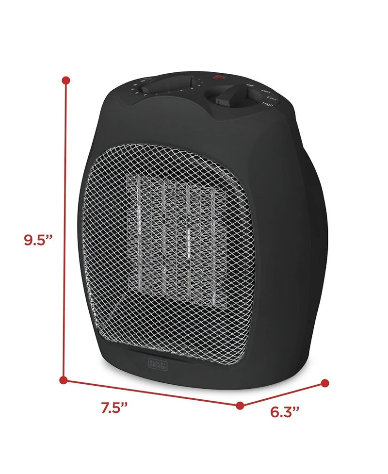 Black+Decker 1500W Portable Space Heater, Black