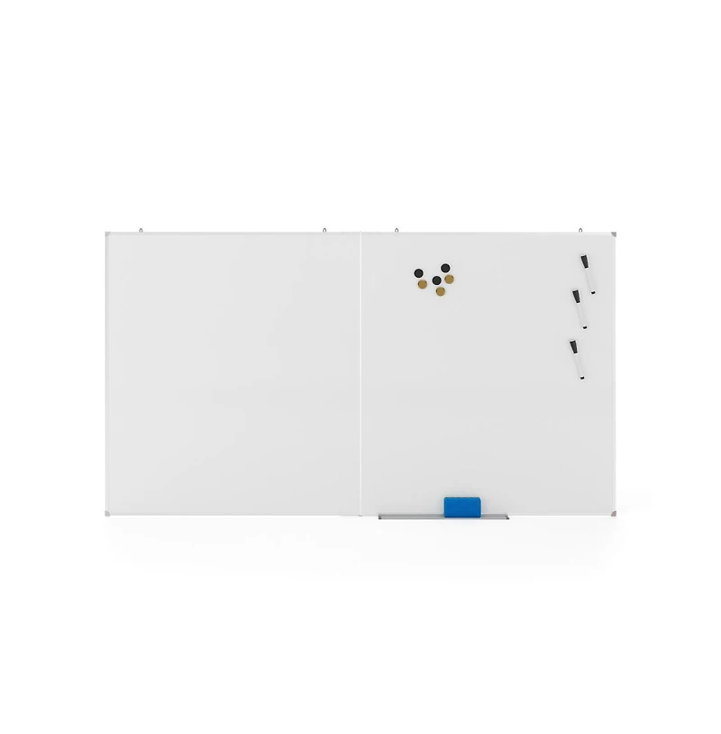 Emma+Oliver Xander Dry Erase Board for Wall with Aluminum Whiteboard Frame and Removable Marker Tray, 3 Markers, 1 Eraser, 6 Magnets Included