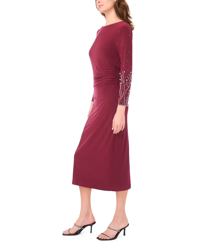 Msk Women's Long-Sleeve Crewneck Dress