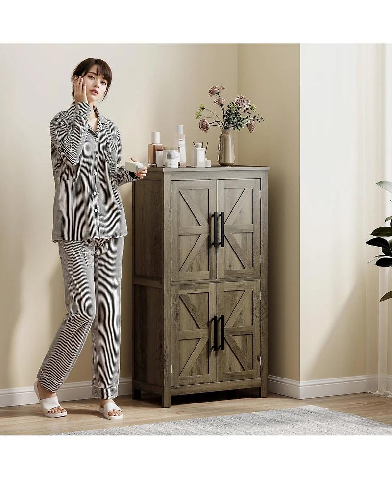 Homcom Bathroom Floor Cabinet, Farmhouse Bathroom Cabinet with Doors,