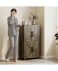 Homcom Bathroom Floor Cabinet, Farmhouse Bathroom Cabinet with Doors,