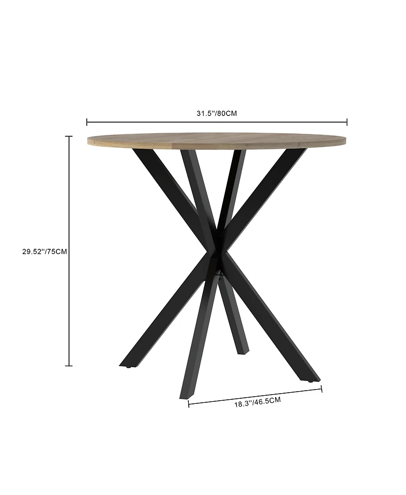 Casainc 31.5 Inch Round Dining Table with Black Metal Legs