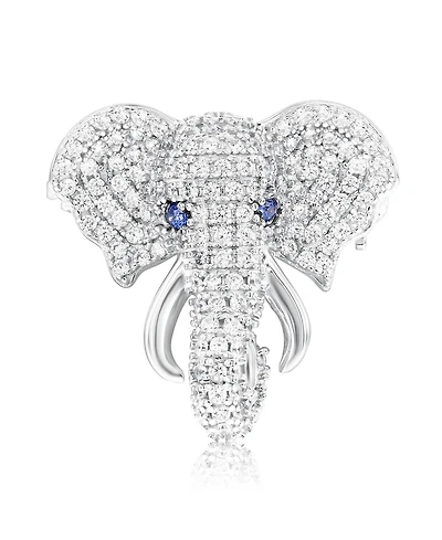 Suzy Levian New York Sterling Silver Cubic Zirconia Elephant Brooch