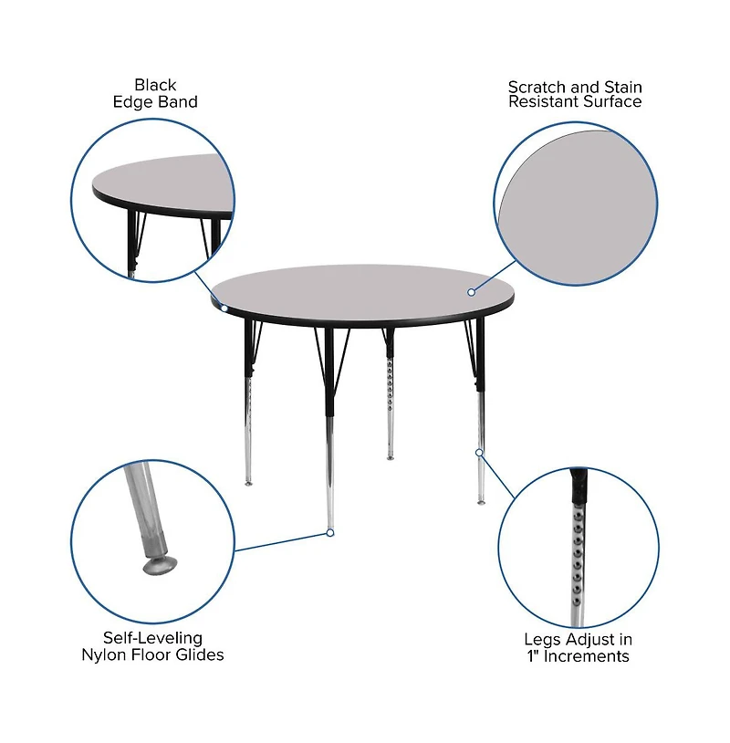 Emma+Oliver 48" Round Laminate Adjustable Activity Table