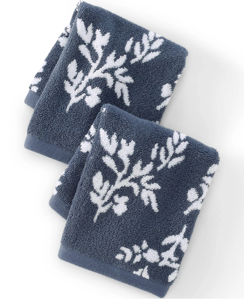 Lands' End Cotton Jacquard 2-Piece Washcloth Set