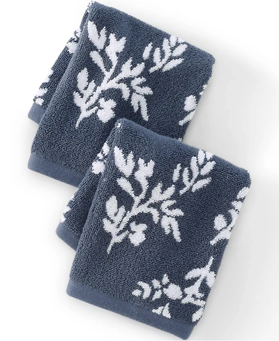 Lands' End Cotton Jacquard 2-Piece Washcloth Set