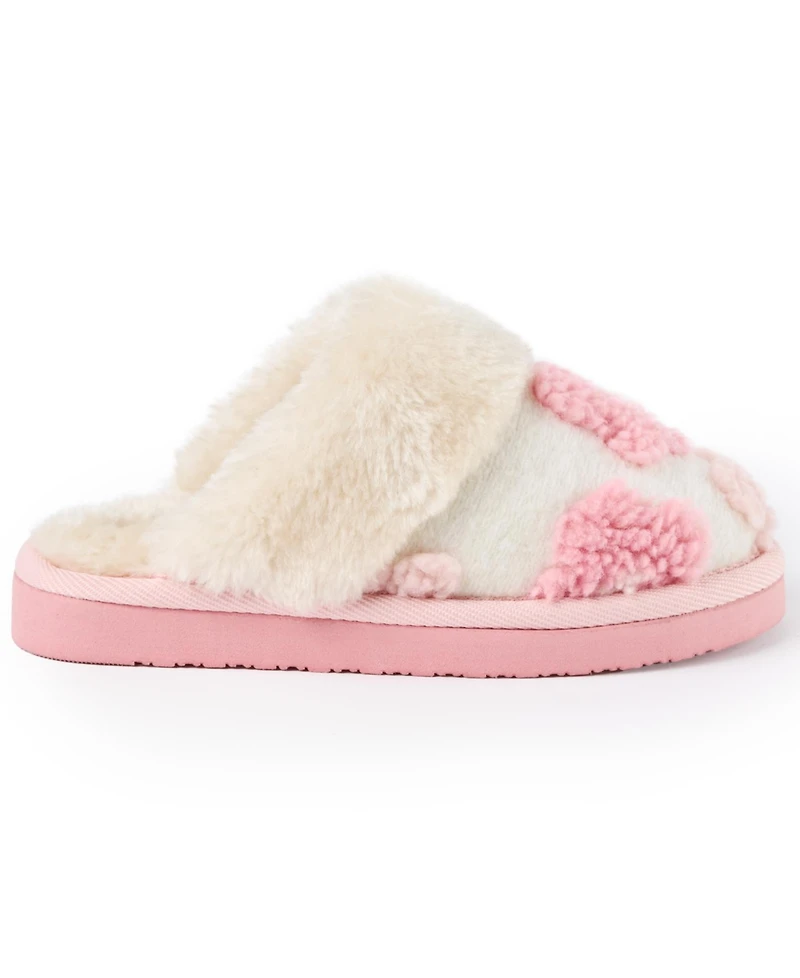Minnetonka Girls' Faux Fur Flower Scuff Slippers