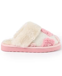 Minnetonka Girls' Faux Fur Flower Scuff Slippers