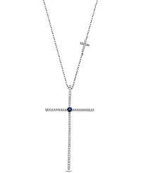 Macy's White Diamond (1/3 ct. t.w.) and Sapphire (0.03 ct. t.w.) Necklace in 10k White Gold