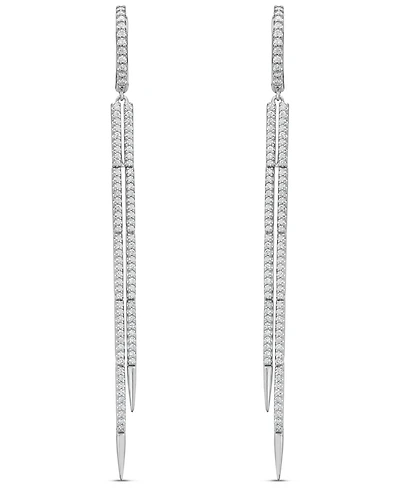 Macy's White Diamond (1 ct. t.w.) and Sapphire (0.03 ct. t.w.) Earrings in 10k White Gold