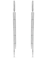 Macy's White Diamond (1 ct. t.w.) and Sapphire (0.03 ct. t.w.) Earrings in 10k White Gold