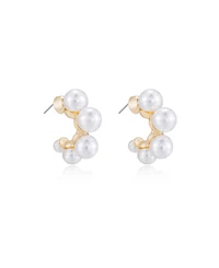 Ettika Five Cultivated Pearls Hoop Earrings
