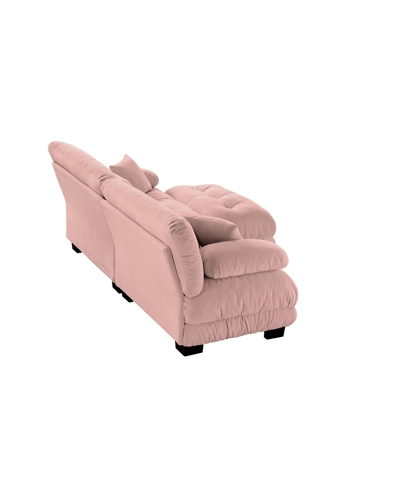 Streamdale Furniture Cloud Couch Chenille 2 Seater Sofa with Pillows and Ottoman, Pink