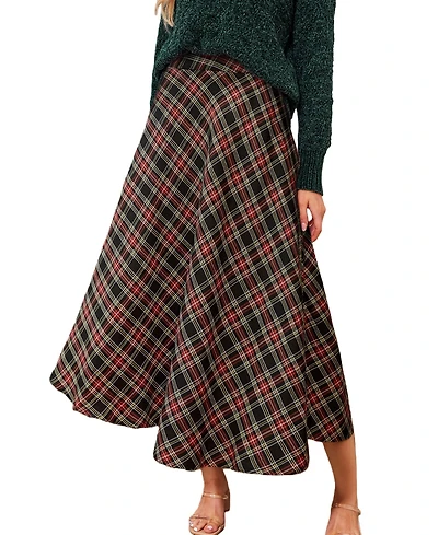 Cupshe Women's Retro Cheer Plaid Midi Skirt