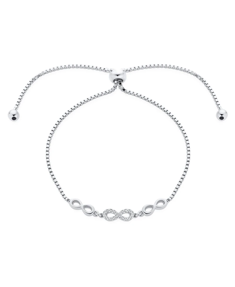 Bling Jewelry Set of 2 Cz Butterfly and Love Knot Bolo Bracelet Sterling Silver