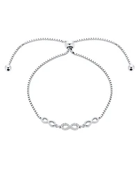 Bling Jewelry Set of 2 Cz Butterfly and Love Knot Bolo Bracelet Sterling Silver