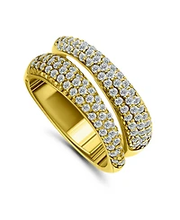 Pave Cubic Zirconia Band Ring Silver Plate
