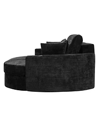 Streamdale Furniture Full-Compressed Chaise Sofa 80" Curved Boneless Couch with Cup Holders, Black