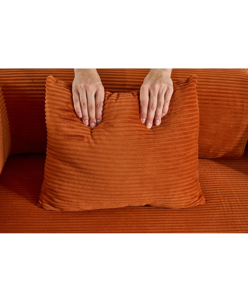 Streamdale Furniture Streamdale Orange Corduroy Convertible Sleeper Sofa Bed with Pillow