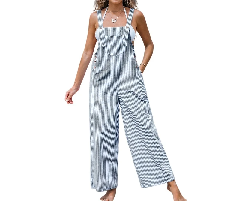 Cupshe Women's Casual Straps Button Wide Leg Jumpsuits