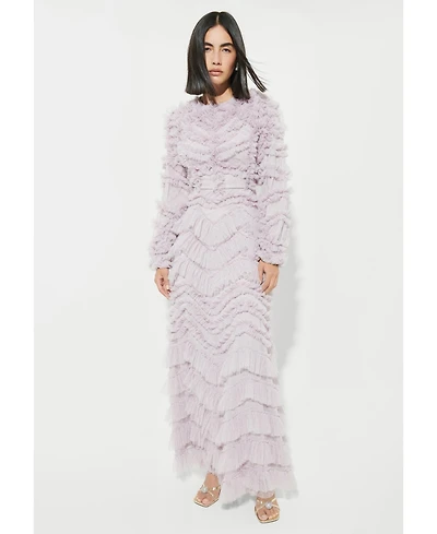 Maryisa Women's Modest Ruffle Dress Maxi With Designer Sleeve