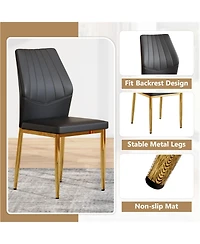 Streamdale Furniture Streamdale Set of 4 Black Dining Chairs, 37" High, Ergonomic Pu Backrest