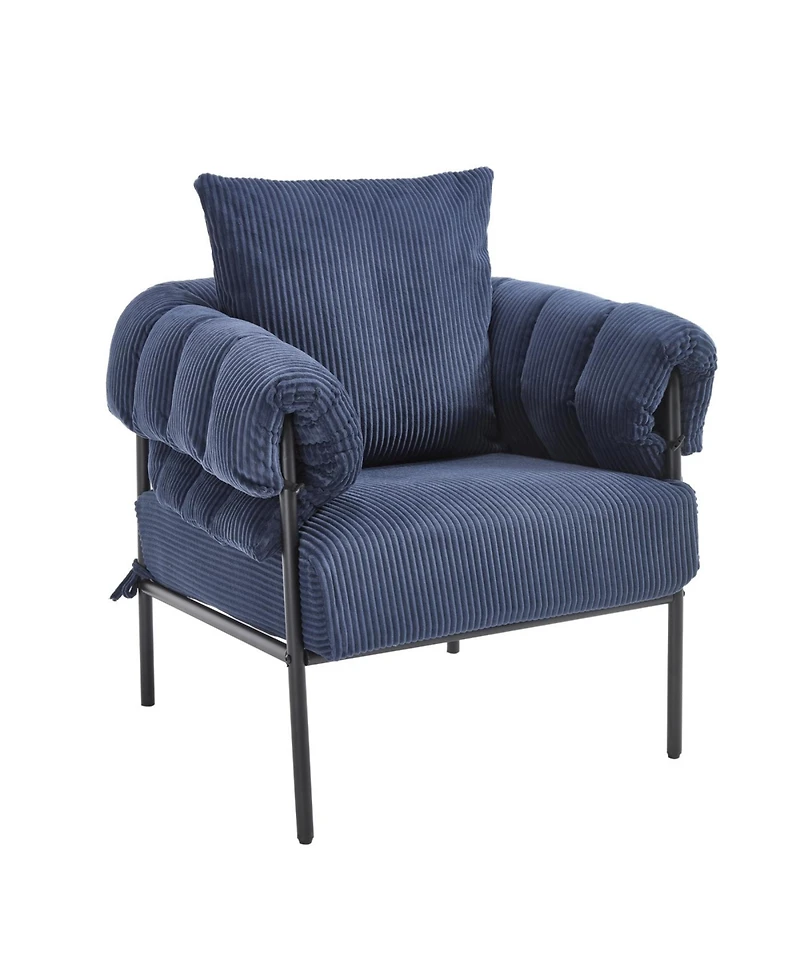 Streamdale Furniture Streamdale Modern Teddy Fleece Upholstered Chair with Gold Metal Legs