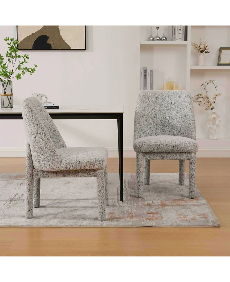Streamdale Furniture Streamdale Modern Minimalist Chenille Dining Chair Set (Set of 2) - White/Black