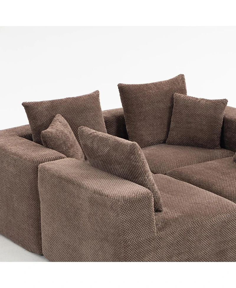 Streamdale Furniture Modular Sectional Sofa, Full-Foam, Textured Brown Upholstery,