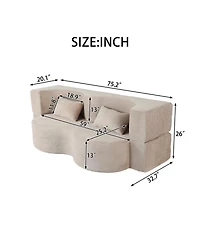 Streamdale 2-in-1 Foldable Sofa Bed, 75 Inch Convertible Sleeper Couch w/ Memory Foam Mattress & Pillows