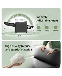 Streamdale Power Recliner Chair - Black Leather w/ Footrest, Padded Seat, Compact Design