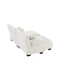 Streamdale Cloud Couch Sleeper Sofa, Chenille 2 Seater with 2 Lumbar & 2 Throw Pillows, 2 Ottomans