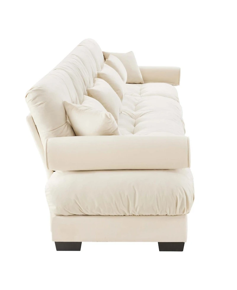 Streamdale Super Comfort Oversized Modular Velvet Sectional Sofa Couch with Ottoman