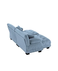 Streamdale Furniture Streamdale Cloud Couch Sleeper Sofa, Chenille 2 Seater Sofa with Ottomans & Pillows, Blue