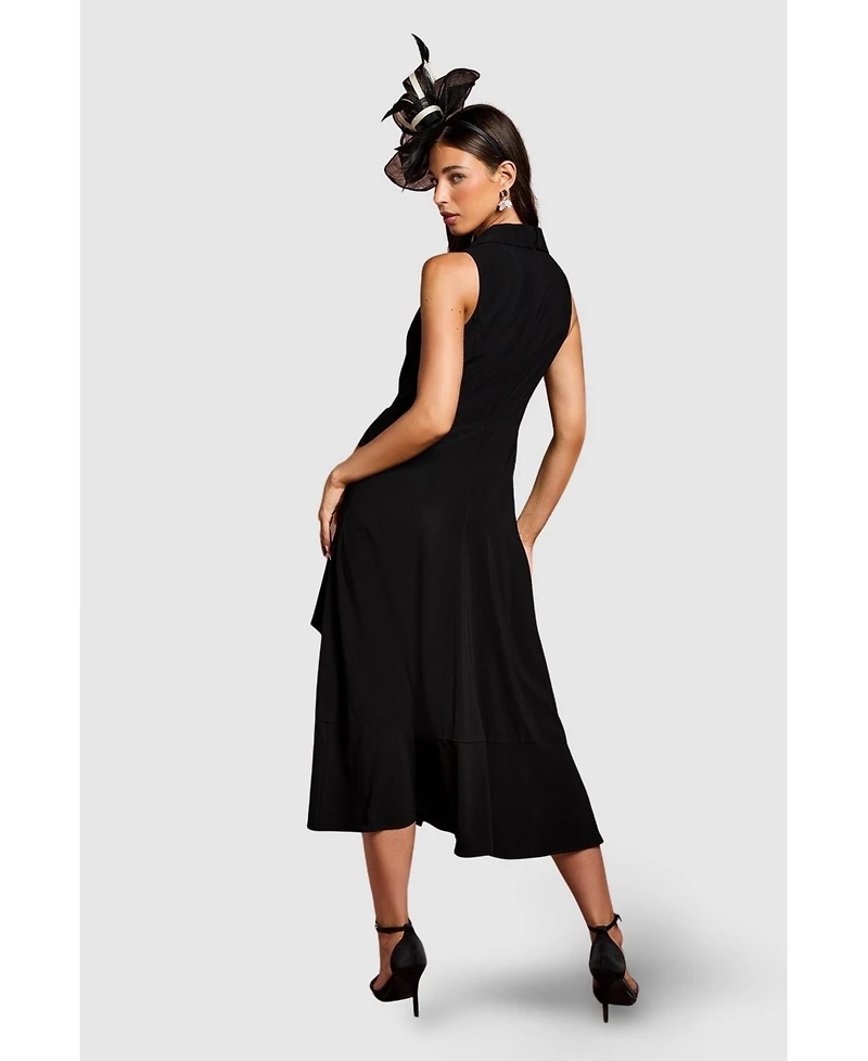 Coast Women's Shawl Collar Ruffle Hem Midi Dress