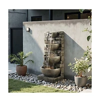 Outdoor 4-Tier Block Stack Yard Fountain for Garden or Patio