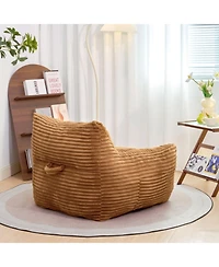 Streamdale Furniture Bean Bag Chair with Armrests - Oversized Comfy Beige Lazy Floor Sofa Chair