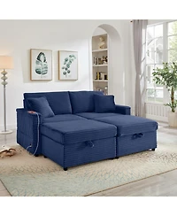 Streamdale Furniture Streamdale Comfortable Fluffy Corduroy Lazy Sofa with Storage