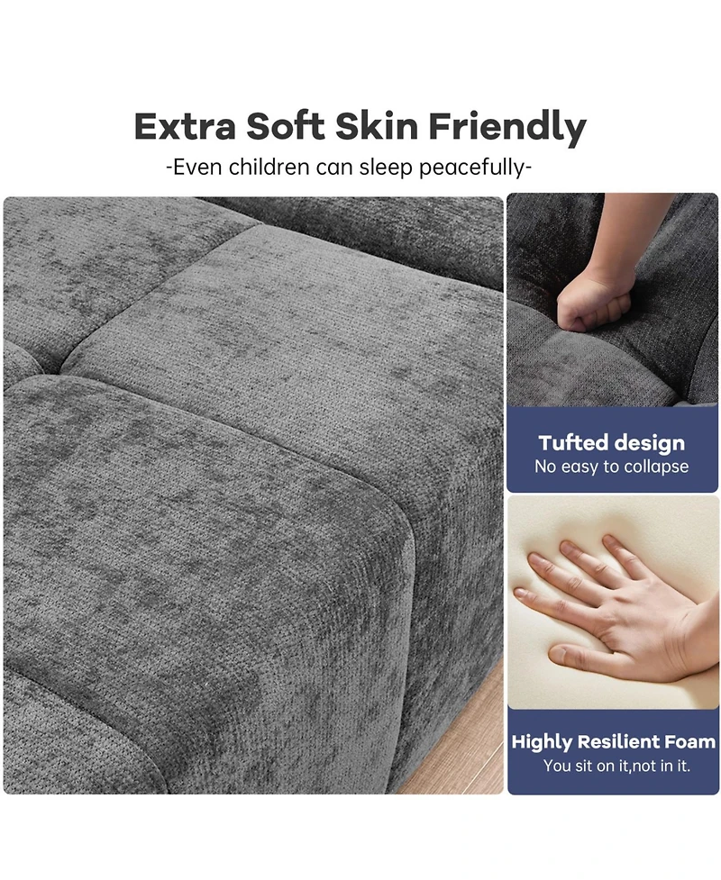 Streamdale Furniture Modern cloud sofa, modular L-shaped chaise, deep seat.