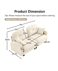 Streamdale Furniture Streamdale Loveseat Cloud Chenille Sectional Couch, Tufted, Ergonomic, Easy Install, Beige