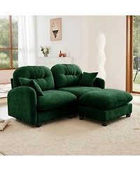 Streamdale Furniture Cloud Sectional L-Shaped Couch w/ Ottoman, Soft Chenille, Tufted, Green