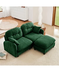 Streamdale Furniture Cloud Sectional L-Shaped Couch w/ Ottoman, Soft Chenille, Tufted, Green