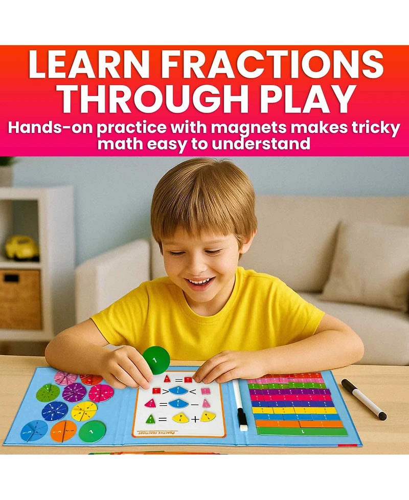 Quokka Magnetic Fractions Learning Set for Kids Ages 6-12 – Hands-On Math Games for Homeschooling, Classrooms & Travel