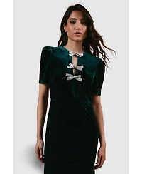 Oasis Women's Occasion Velvet Bow Midaxi Dress