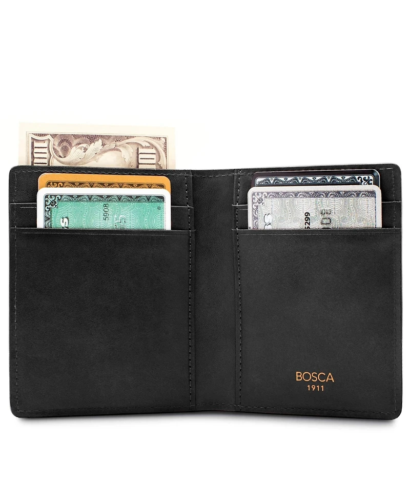 Bosca Men's Wallet, Dolce Leather Front Pocket Bifold Wallet with Magnetic Clip